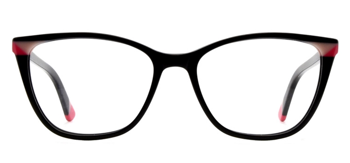 Picture of iLookGlasses DNA 9481 BLACK / CREAM / RED - PLASTIC,RECTANGLE,FULL-RIM,fashion,office,everyday,CAT-EYE - prescription eyeglasses online Canada